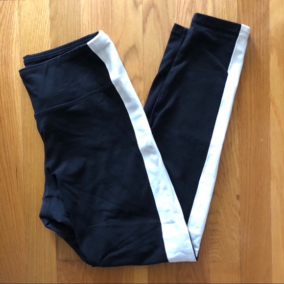 Express Black Leggings with White Stripe - Picture 1 of 6